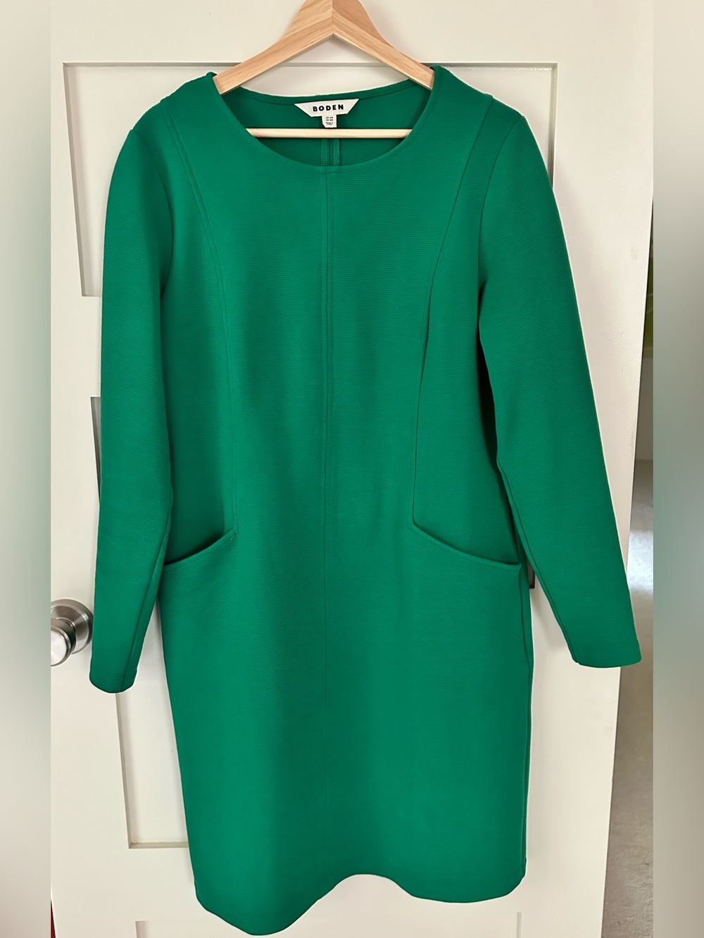 Boden Ottoman Green Long Sleeve Shift Dress